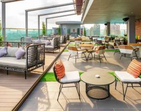 Beautiful rooftop bar with stunning views of KL at the Hilton Garden Inn Kuala Lumpur Jalan Tuanku Abdul Rahman South.