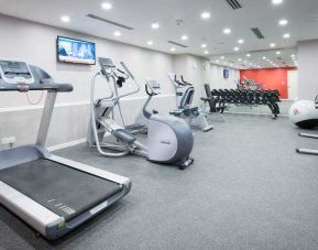 Fitness center with treadmill, exercising bike and weights at the Hilton Garden Inn Kuala Lumpur Jalan Tuanku Abdul Rahman North.