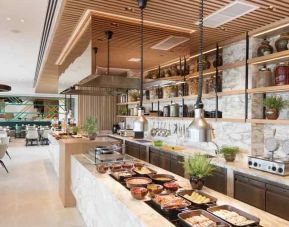 Breakfast buffet in a stilish restaurant area at the Hilton Garden Inn Singapore Serangoon.