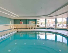 Bright and relaxing indoor pool area at the Hampton Inn by Hilton Toronto Airport Corporate Centre.