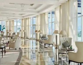 Elegant cafe perfect as workspace at the Waldorf Astoria Dubai Palm Jumeirah.