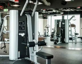 Fully equipped fitness center at the Hampton by Hilton Dubai Al Seef.