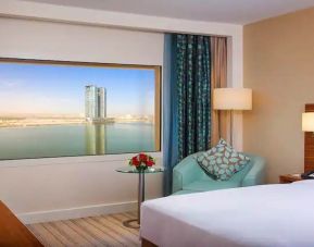 Bright queen room with amazing creek view at the Hilton Ras Al Khaimah Beach Resort.