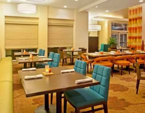 Spacious lobby area perfect as workspace at the Hilton Garden Inn Fort Collins.