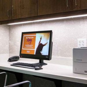 professional, well-equipped coworking space and work desk at Hampton Inn Wichita Northwest.