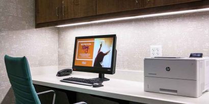 professional, well-equipped coworking space and work desk at Hampton Inn Wichita Northwest.