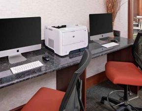 Dedicated work station with computer and printer at DoubleTree by Hilton Boston Bayside.