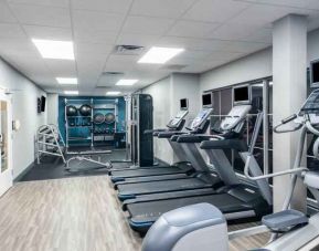 Fitness center with treadmills at the Hampton Inn & Suites Amelia Island-Historic Harbor Front.