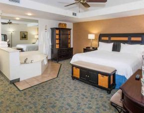 Beautiful suite with king size bed, whirlpool and desk at the Hampton Inn & Suites Amelia Island-Historic Harbor Front.