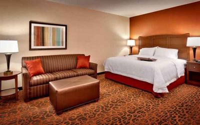 Spacious king-sized bed with lounge area at Hampton Inn Omaha/West-Dodge Road (Old Mill).