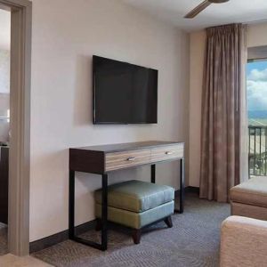 luxurious king bed at Embassy Suites by Hilton Oahu Kapolei.
