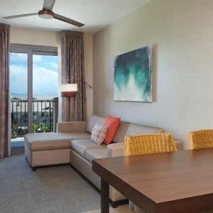 comfortable lounge and coworking space in dayrooms at Embassy Suites by Hilton Oahu Kapolei.