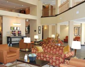 comfortable lobby-lounge for coworking at Hampton Inn & Suites Phoenix/Gilbert, AZ.