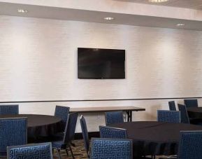 large meeting room fully equipped for all business meetings at Hampton Inn & Suites La Crosse Downtown, WI.