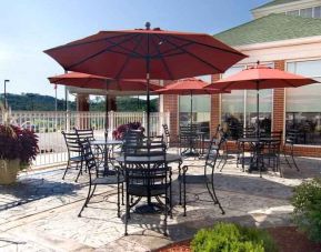 Beautiful outdoor patio perfect as workspace at the Hilton Garden Inn Clarksburg.