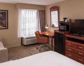 King size bed, sofa and desk in a hotel room at the Hampton Inn Columbia Northeast-Fort Jackson Area, SC.