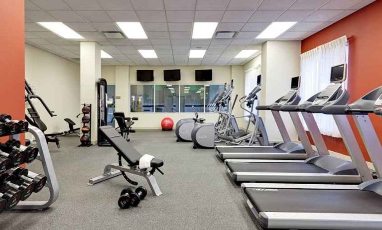 Well-equipped fitness center at Hilton Garden Inn Chicago/Midway Airport.
