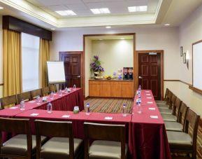 Meeting room with square conference table at the Hampton Inn Washington-Downtown-Convention Center, DC.