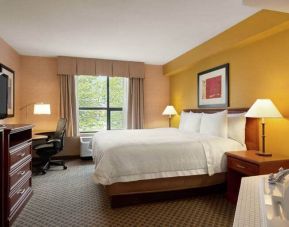 1 king bed with desk, tv and accessible bath at the Hampton Inn & Suites by Hilton Langley-Surrey