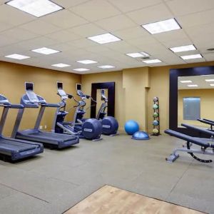 Fully equipped gym at the Hilton Saint John.