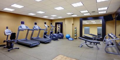 Fully equipped gym at the Hilton Saint John.