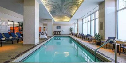 Relaxing indoor swimming pool at the Embassy Suites by Hilton Chicago Magnificent Mile.