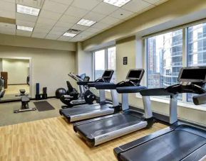 Fitness center with treadmills at the Embassy Suites by Hilton Chicago Magnificent Mile.