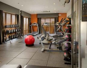 Fully equipped fitness center at the Hampton Inn & Suites Schererville.