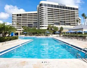 Relaxing outdoor pool at the Hilton Miami Airport Blue Lagoon.
