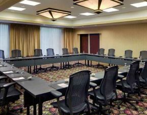 Meeting room with square table pool at the DoubleTree by Hilton Seattle Airport.