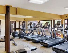 Fitness center with treadmills at the DoubleTree by Hilton Seattle Airport.