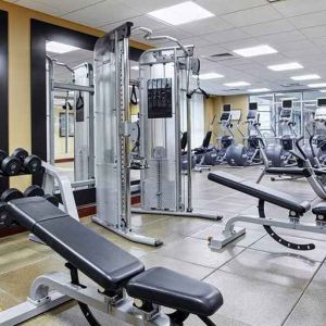 fully equipped fitness center at Hilton Garden Inn Rockville-Gaithersburg.