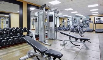 fully equipped fitness center at Hilton Garden Inn Rockville-Gaithersburg.