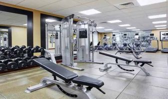 well-equipped fitness center at Homewood Suites by Hilton Rockville-Gaithersburg.