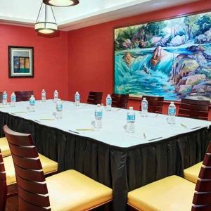 professional, well-equipped meeting room at Homewood Suites by Hilton Rockville-Gaithersburg.