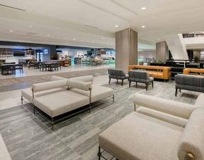 Comfortable lobby-lounge ideal for coworking at Hilton Atlanta.
