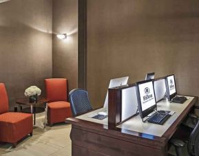 Working station with computers at the Hilton Sacramento-Arden West.