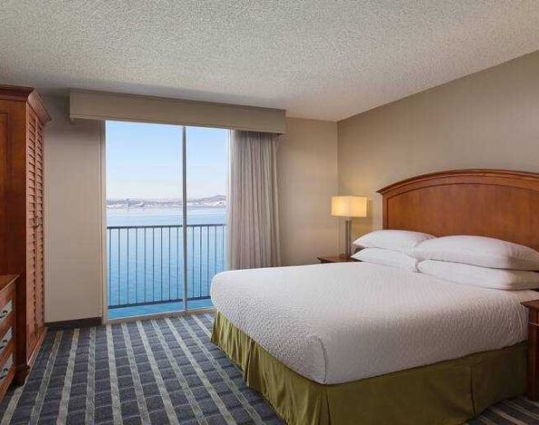 King room with harbour view at the Embassy Suites by Hilton San Francisco Airport Waterfront.