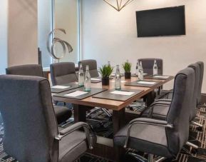 Small meeting room with TV screen at the Embassy Suites by Hilton San Francisco Airport.