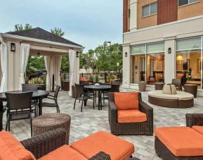Beautiful outdoor patio perfect as workspace at the Hilton Garden Inn Minneapolis Airport Mall of America.