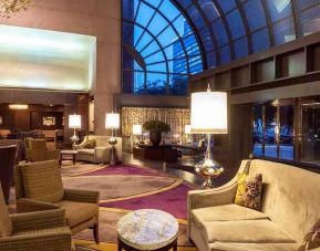 spacious and comfortable lobby lounge perfect for coworking at Hilton Houston Post Oak by the Galleria.