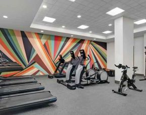 Fitness center with treadmills at the Hilton Garden Inn Houston Medical Center, TX.