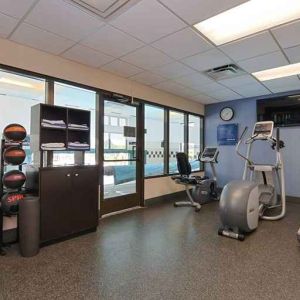 Well-equipped fitness center at Hampton Inn & Suites Pueblo-Southgate.