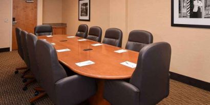Comfortable and professional meeting room for board meetings at Hampton Inn & Suites Pueblo-Southgate.