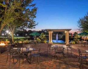 Beautiful workspace in an outdoor patio at the Hilton Wilmington-Christiana.