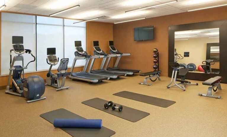 Well-equipped fitness center at Hilton Garden Inn Boston/Marlborough.