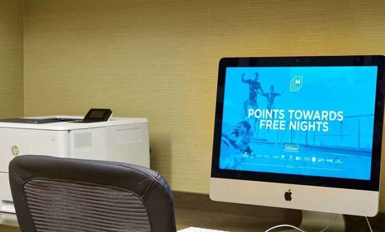 Dedicated business center with printer, computers, and internet at Hilton Garden Inn Boston/Marlborough.