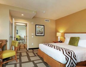 beautiful delux king room with TV and work area at Embassy Suites by Hilton Houston Downtown.