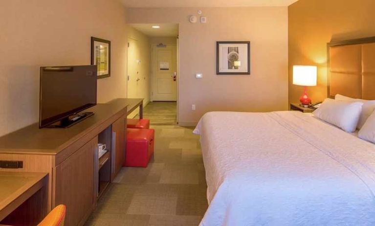 Spacious king room with work desk at Hampton Inn Houston Downtown.