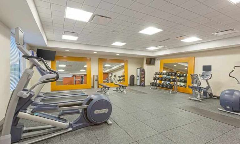 Well-equipped fitness center at Hampton Inn Houston Downtown.